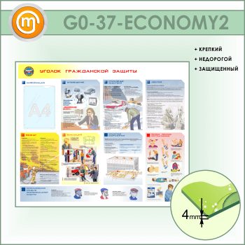Стенд «Уголок гражданской защиты» с карманом (GO-37-ECONOMY2)